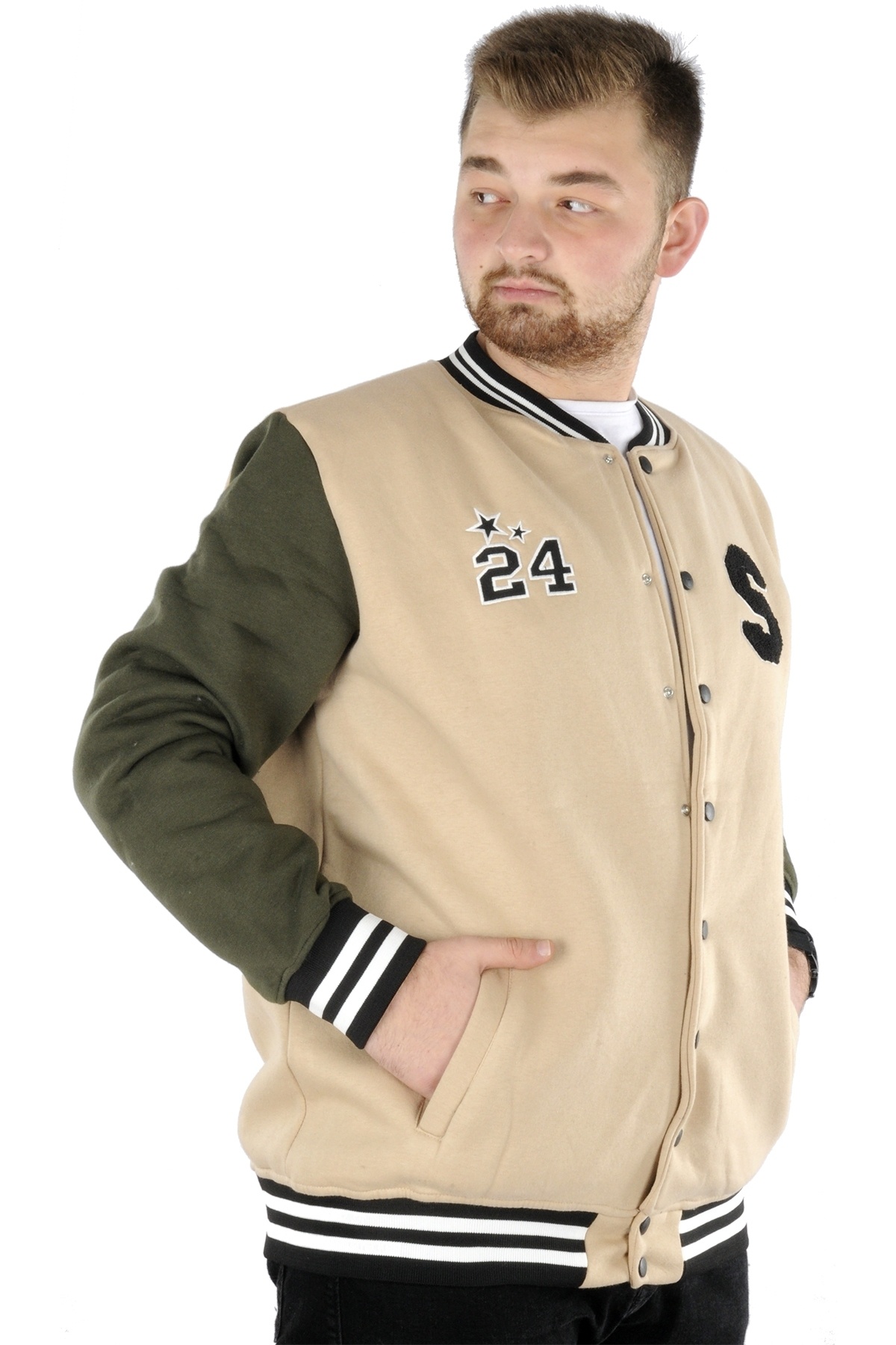 ModeXL Mode XL Büyük Beden Erkek Kolej Mont Stan 22615 Bej görsel 2