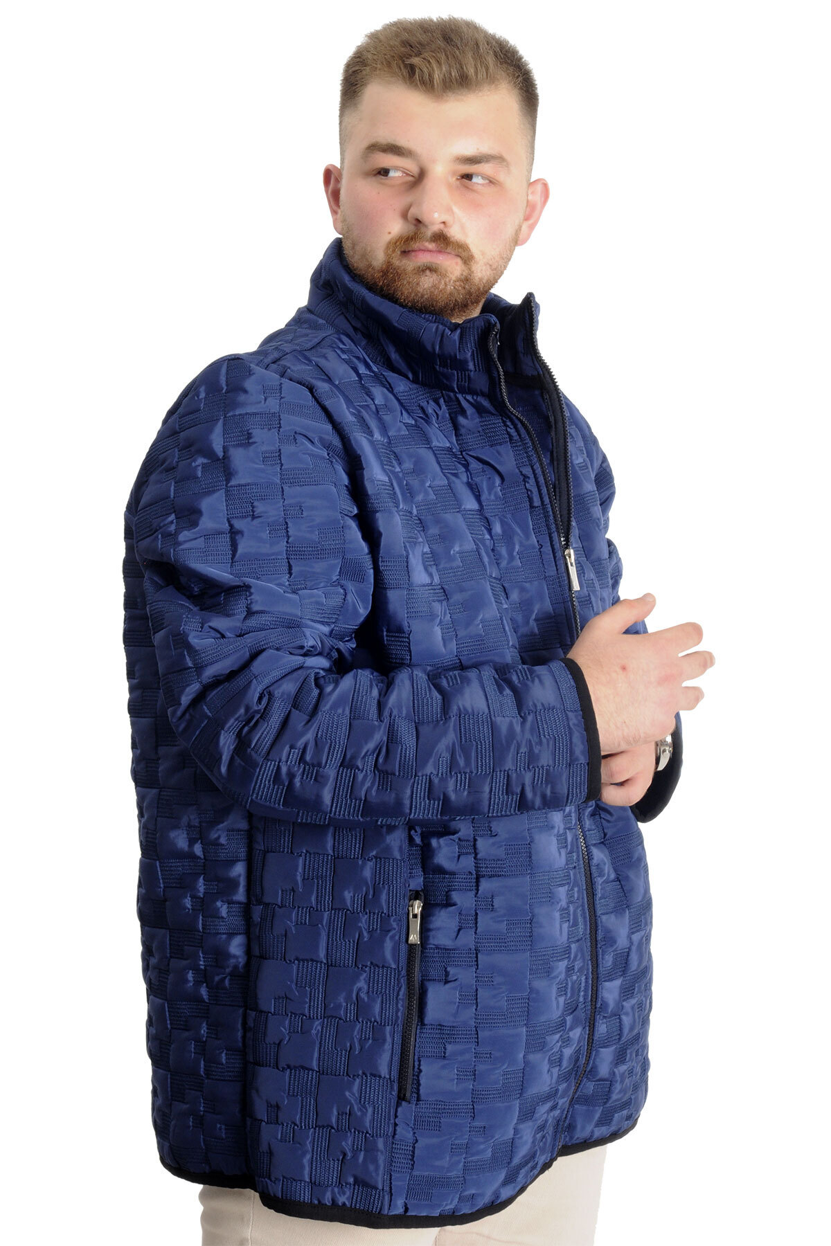 ModeXL Mode XL Büyük Beden Erkek Mont Kapitone 23623 İndigo görsel 3