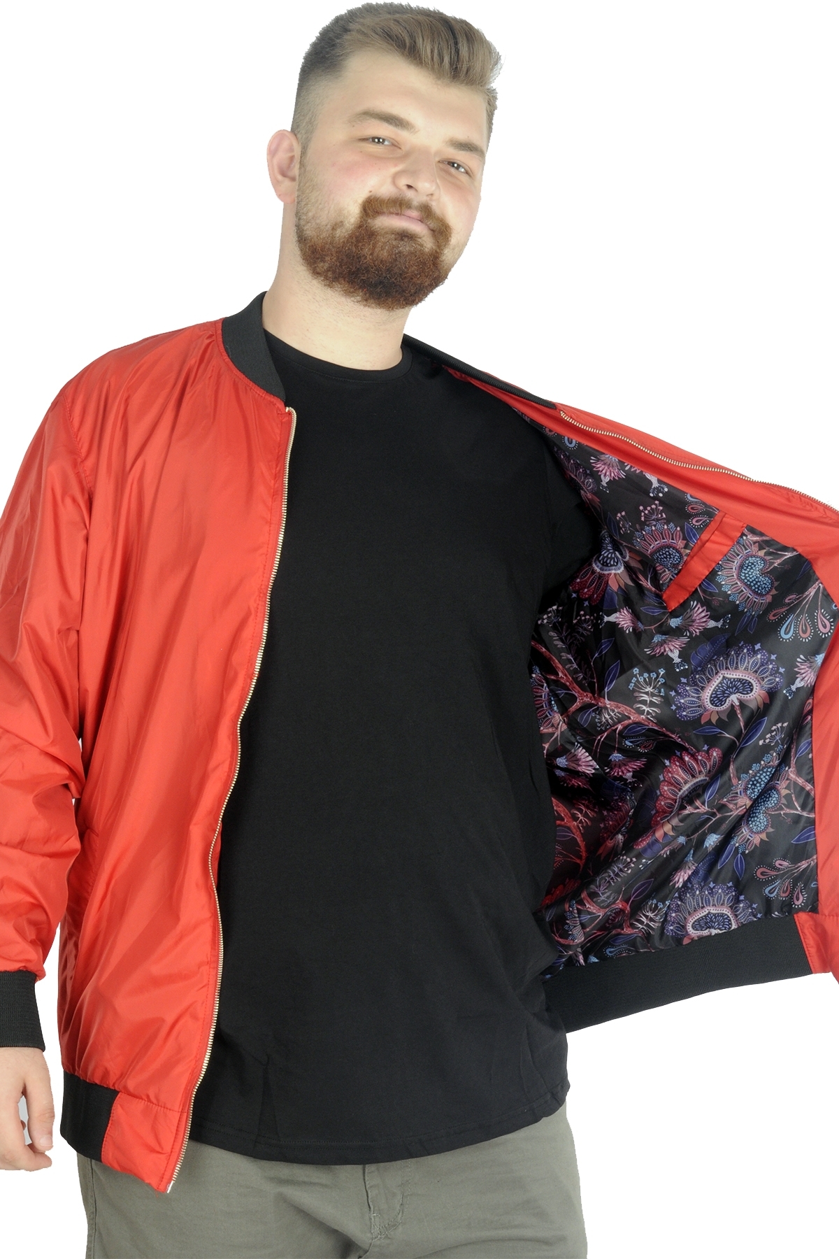 ModeXL Mode XL Büyük Beden Erkek Kolej Mont Jesica 22611 Kırmızı görsel 5