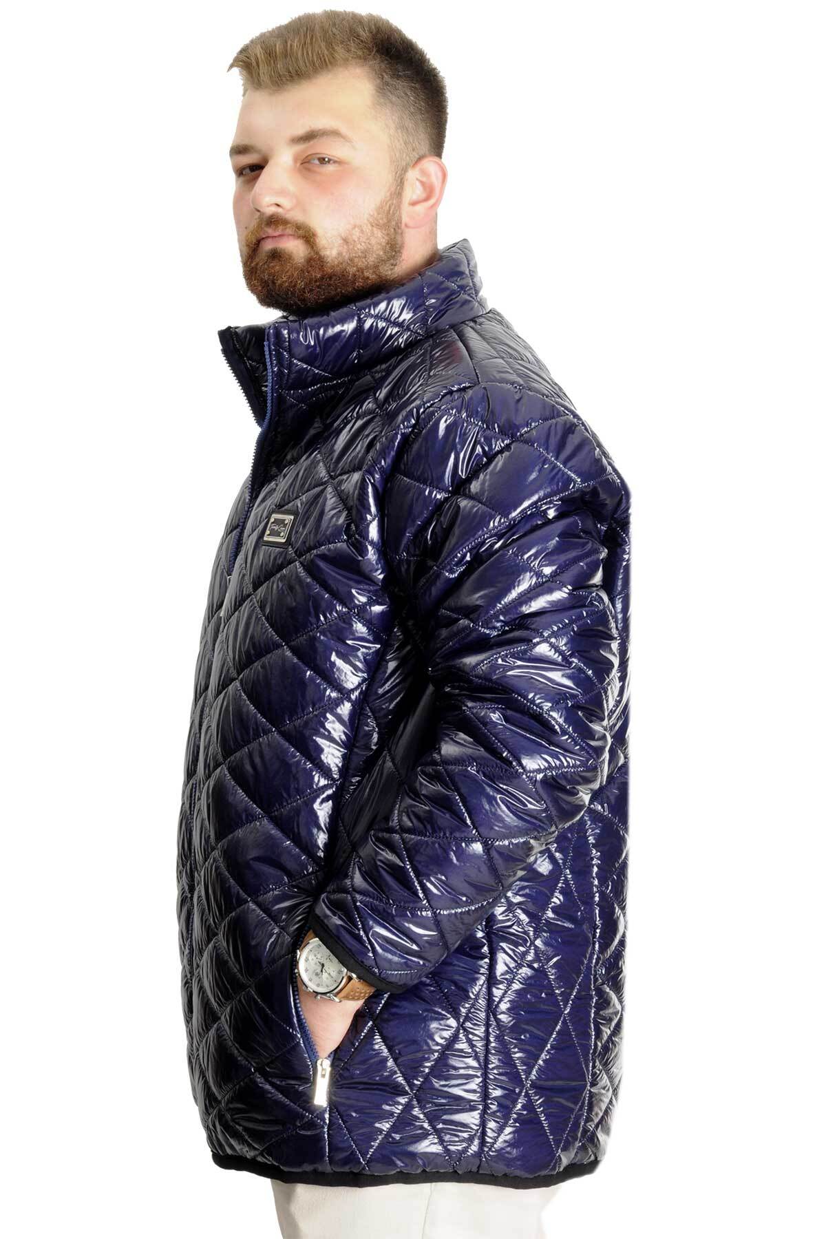 ModeXL Mode XL Büyük Beden Erkek Mont Kapitone 23604 İndigo görsel 2