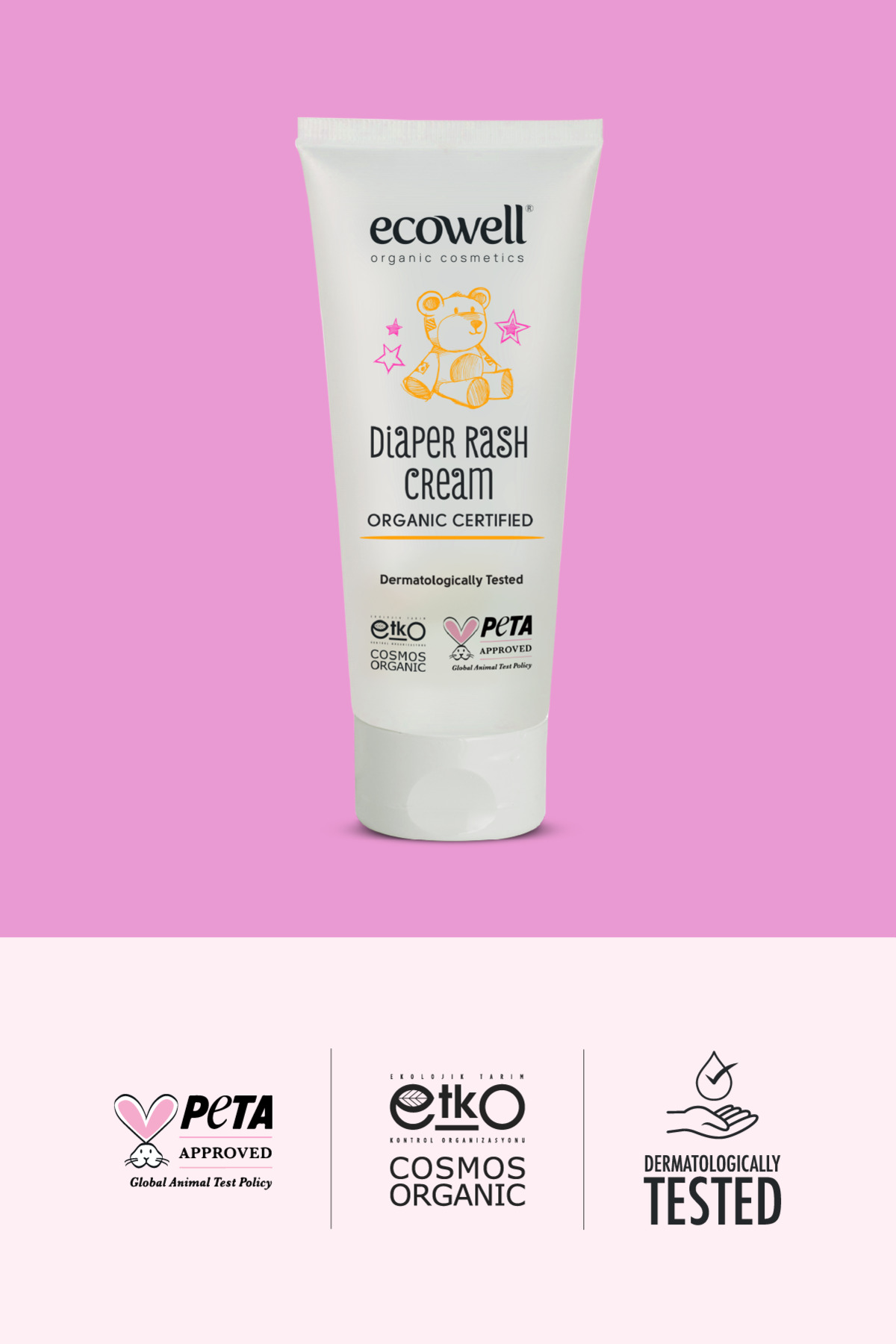 Ecowell Organik Pişik Kremi, Vegan Sertifikalı, Yenidoğan Çinko Krem, Nemlendirici, Tahriş Önleyici 110gr fotoğrafı 3 (önizleme)
