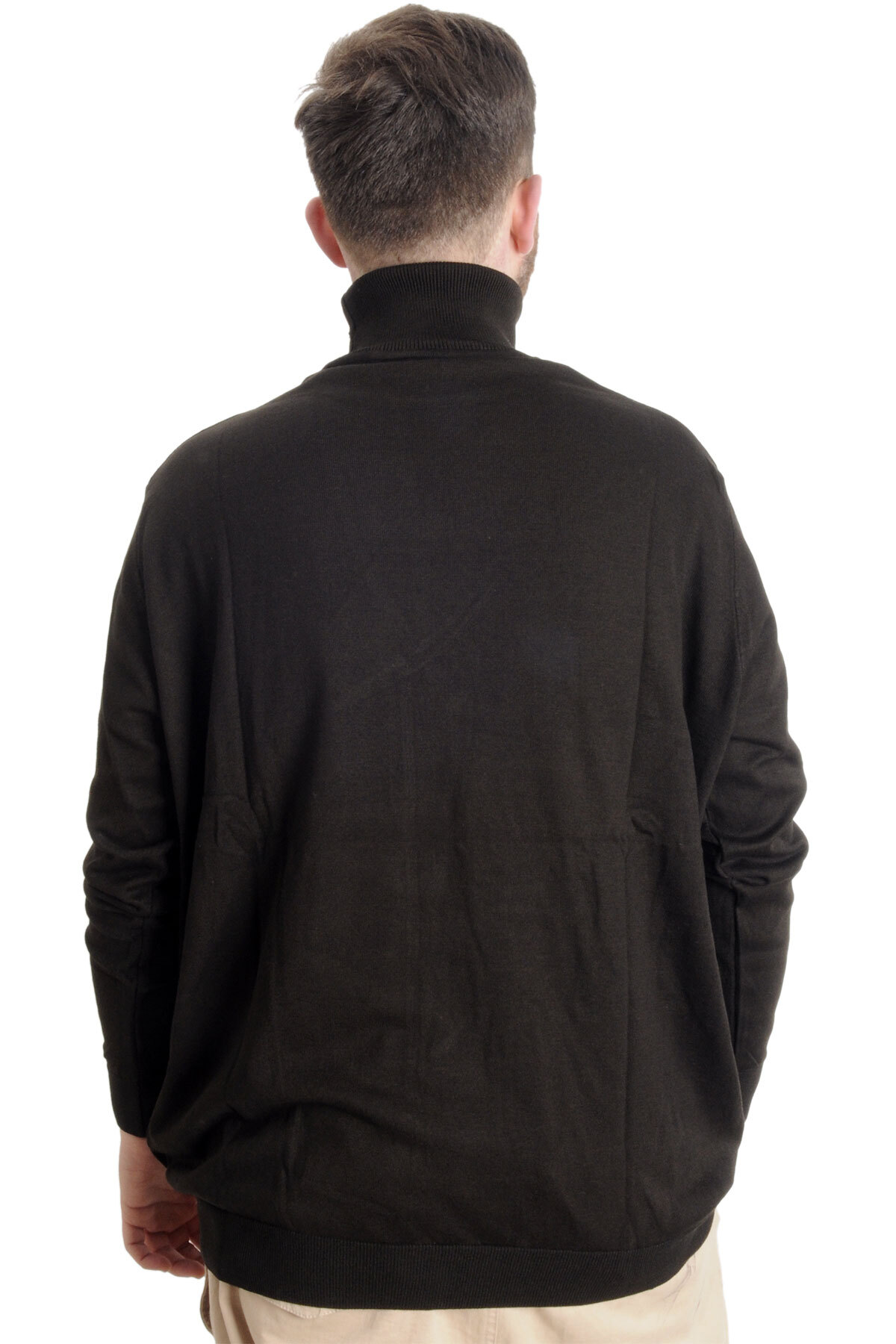 ModeXL Mode XL Büyük Beden Erkek Kazak Balıkçı Yaka 22205 Kahverengi görsel 4
