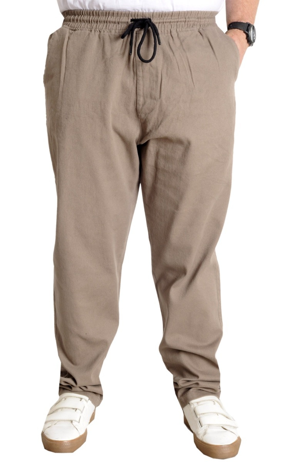 ModeXL Mode XL Büyük Beden Erkek Gabardin Kargo Jogger Pantolon Doğa 21928 Bej görsel 2