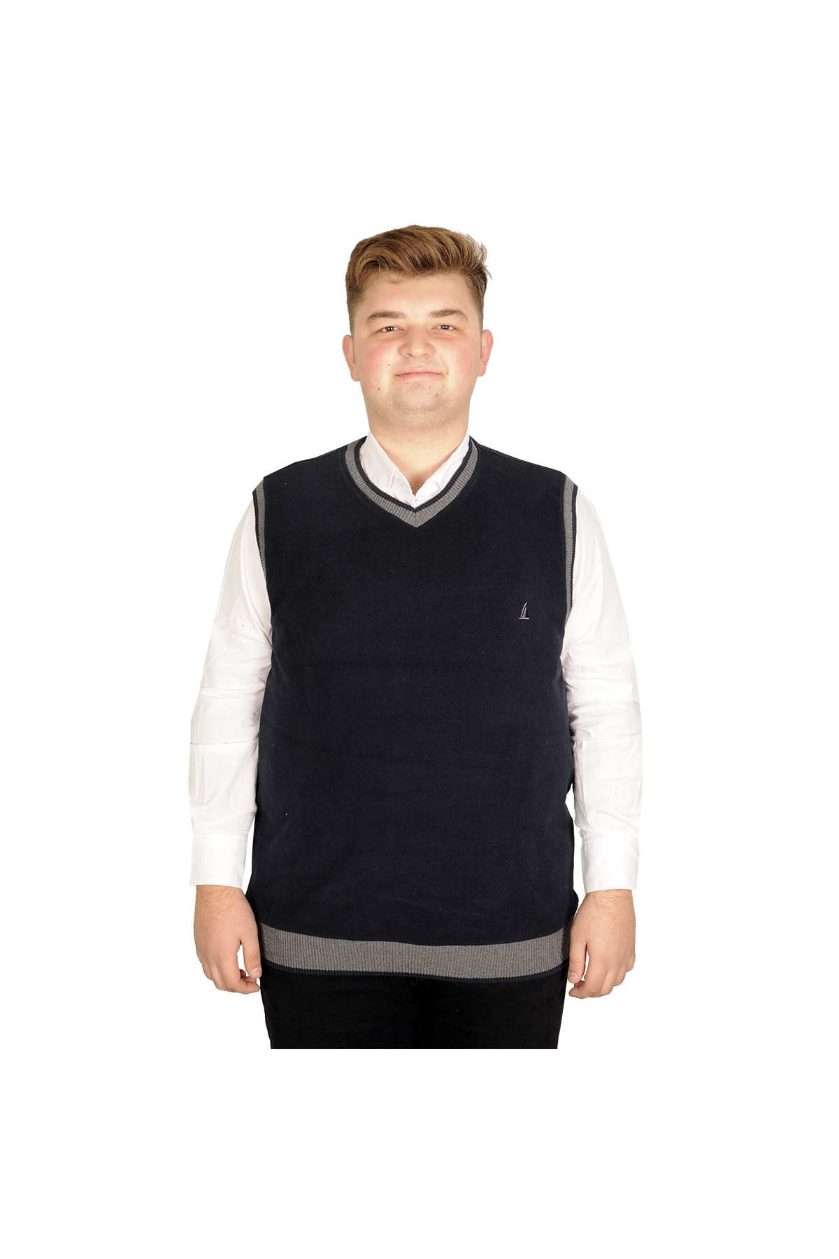 ModeXL Mode XL Büyük Beden Erkek Süeter Vanize Selanik 20547 Lacivert