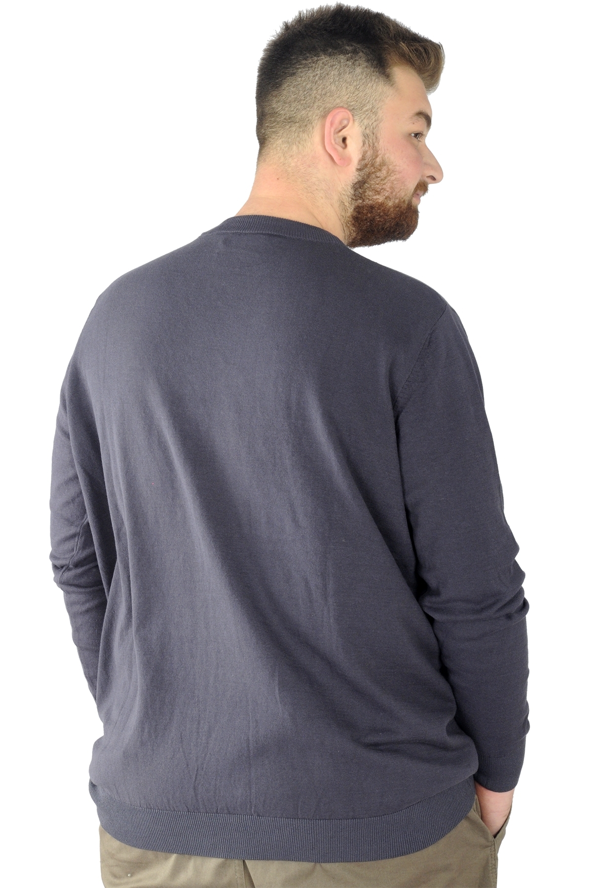 ModeXL Mode XL Büyük Beden Kazak Bisiklet Yaka 22207 Füme görsel 3