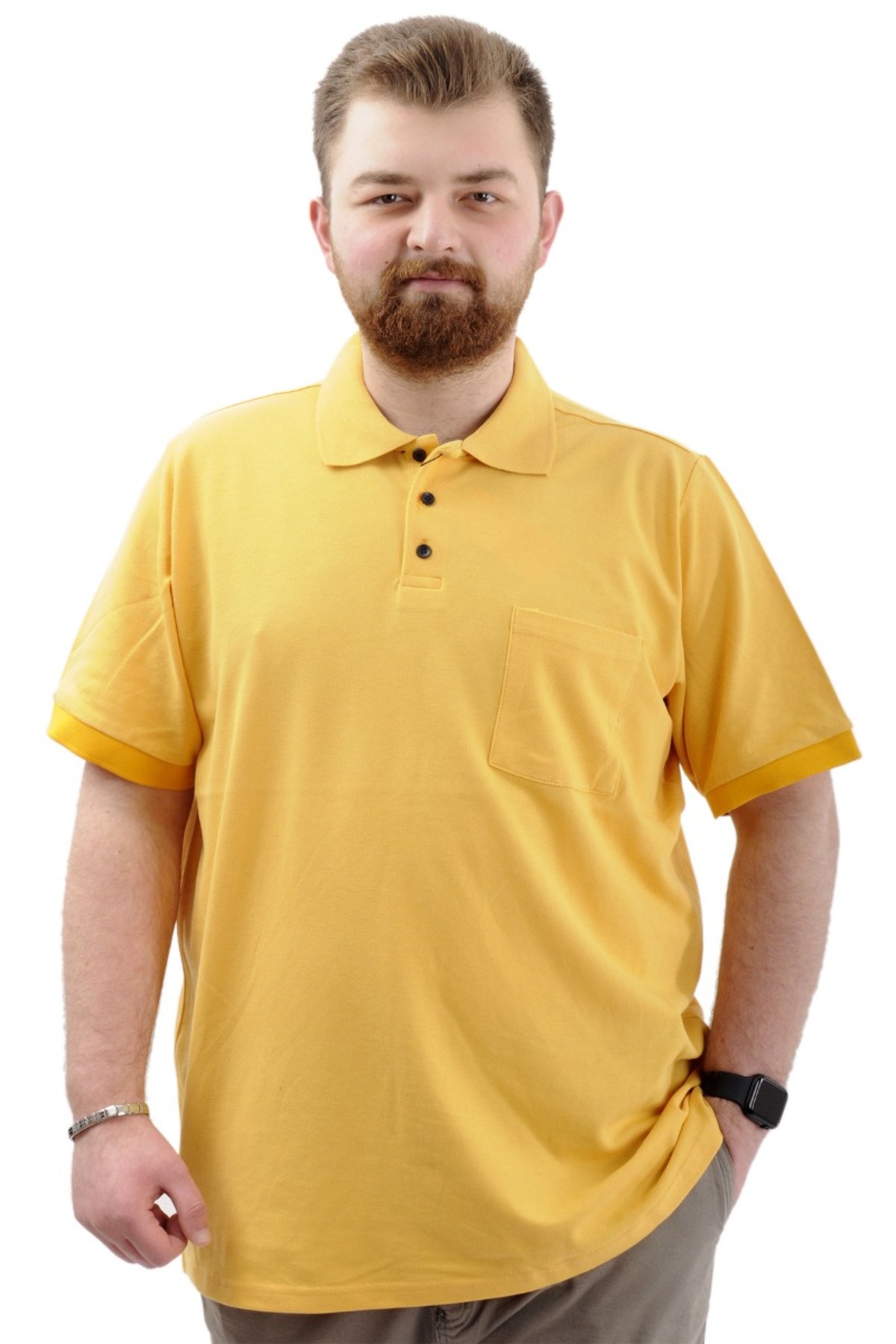 Mode XL T-Shirt Polo Collar Classic 20550 Mustard with Pocket