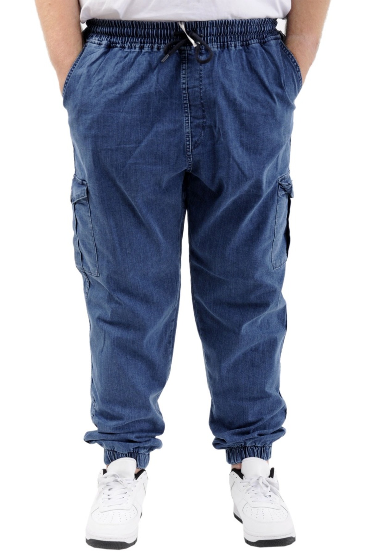 ModeXL Mode XL Büyük Beden Erkek Kot Jogger Kargo Cepli TORONTO 23917 Mavi