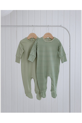 Little Koala GOTS Sertifikalı %100 Organik Pamuk 2’li Bebek Tulum Seti |Çizgi...