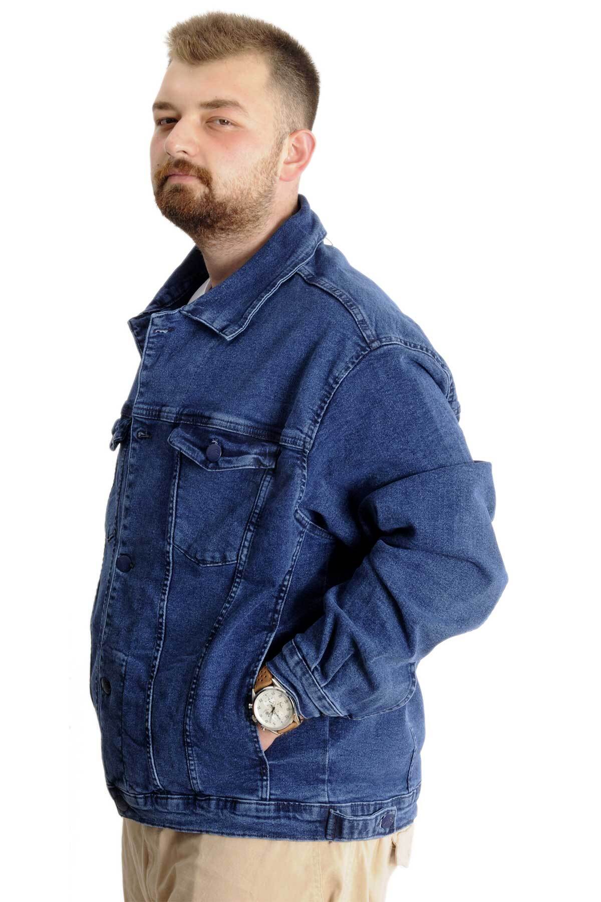 ModeXL Mode XL Büyük Beden Erkek Kot Mont Paris Star 22800 Açık Mavi görsel 2