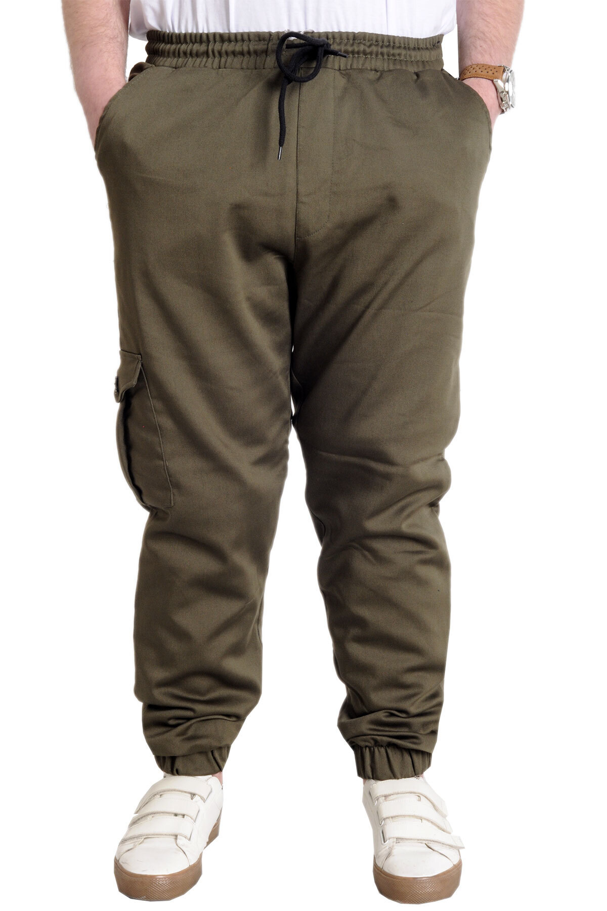 ModeXL Mode XL Erkek Pantolon Keten Kargo Cep JOGGER BAHAR 23912 Haki