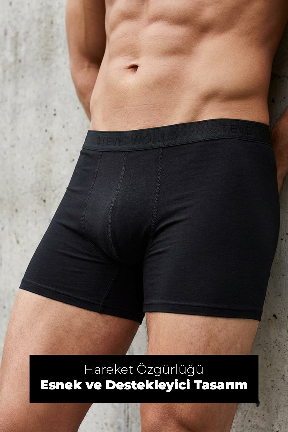 Steve Wolls  Erkek Siyah 6’Lı Likralı Boxer - 24102 - Görsel 3