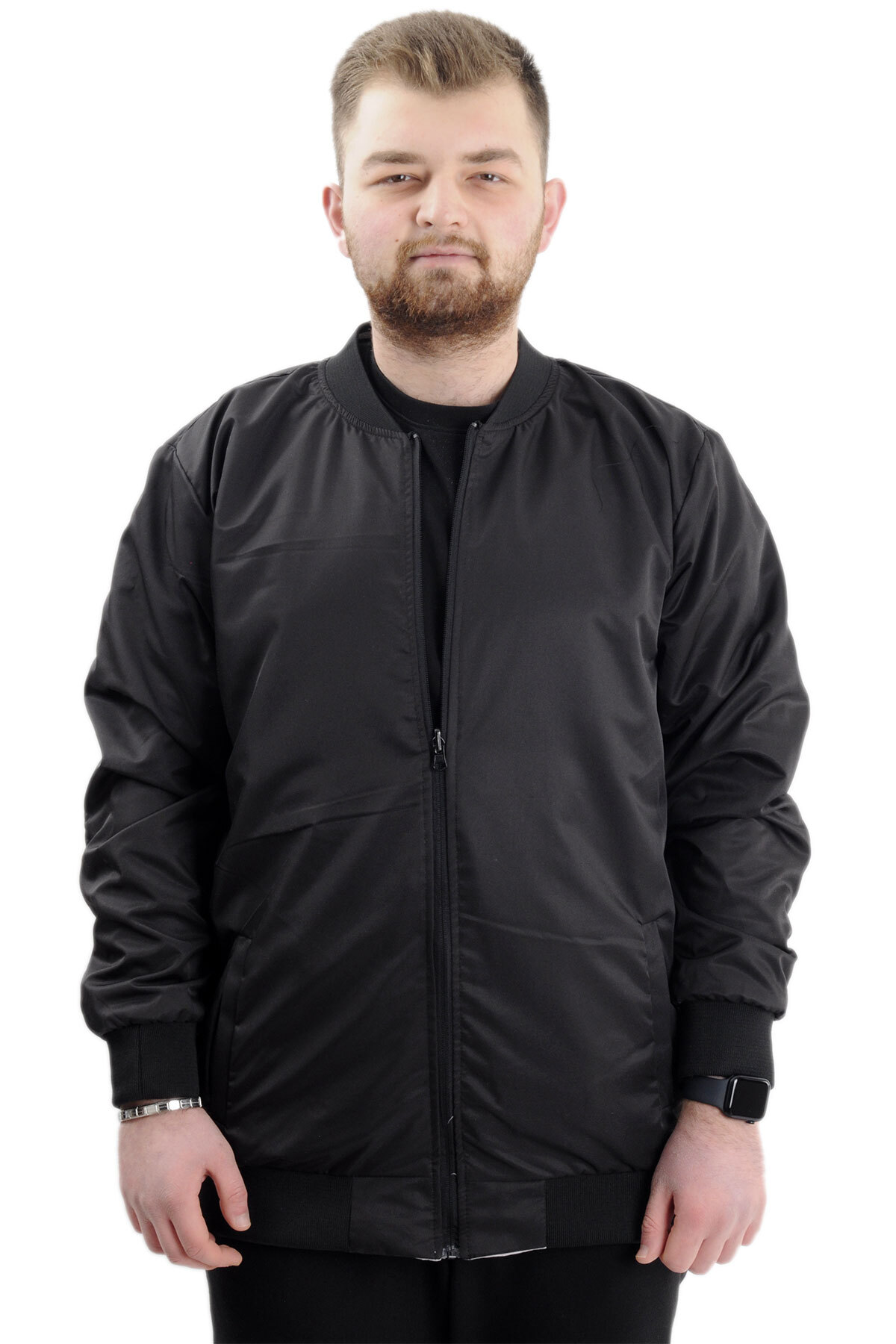 ModeXL Mode XL Büyük Beden Erkek Çift Taraflı Mont 23652 Gri görsel 2