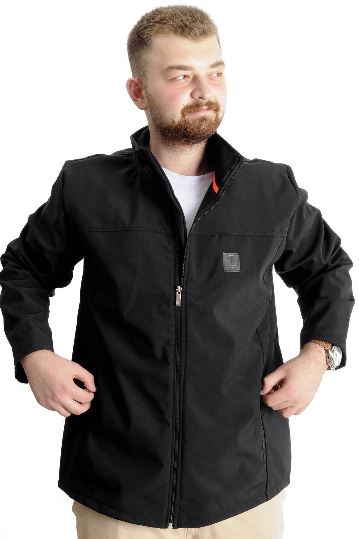 ModeXL Mode XL Büyük Beden Erkek Mont Waterproof Softshell 21232 Siyah görsel 5