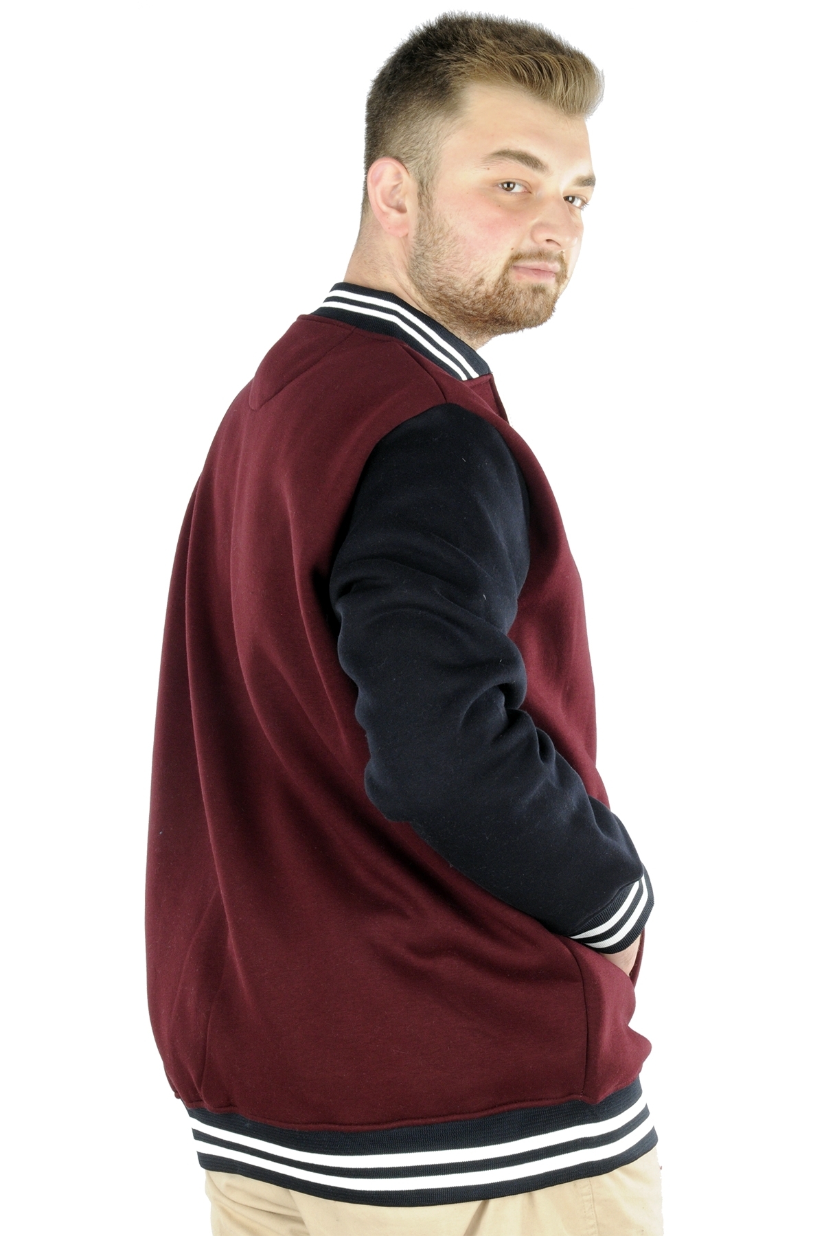 ModeXL Mode XL Büyük Beden Erkek Kolej Mont 22618 Mürdüm görsel 4