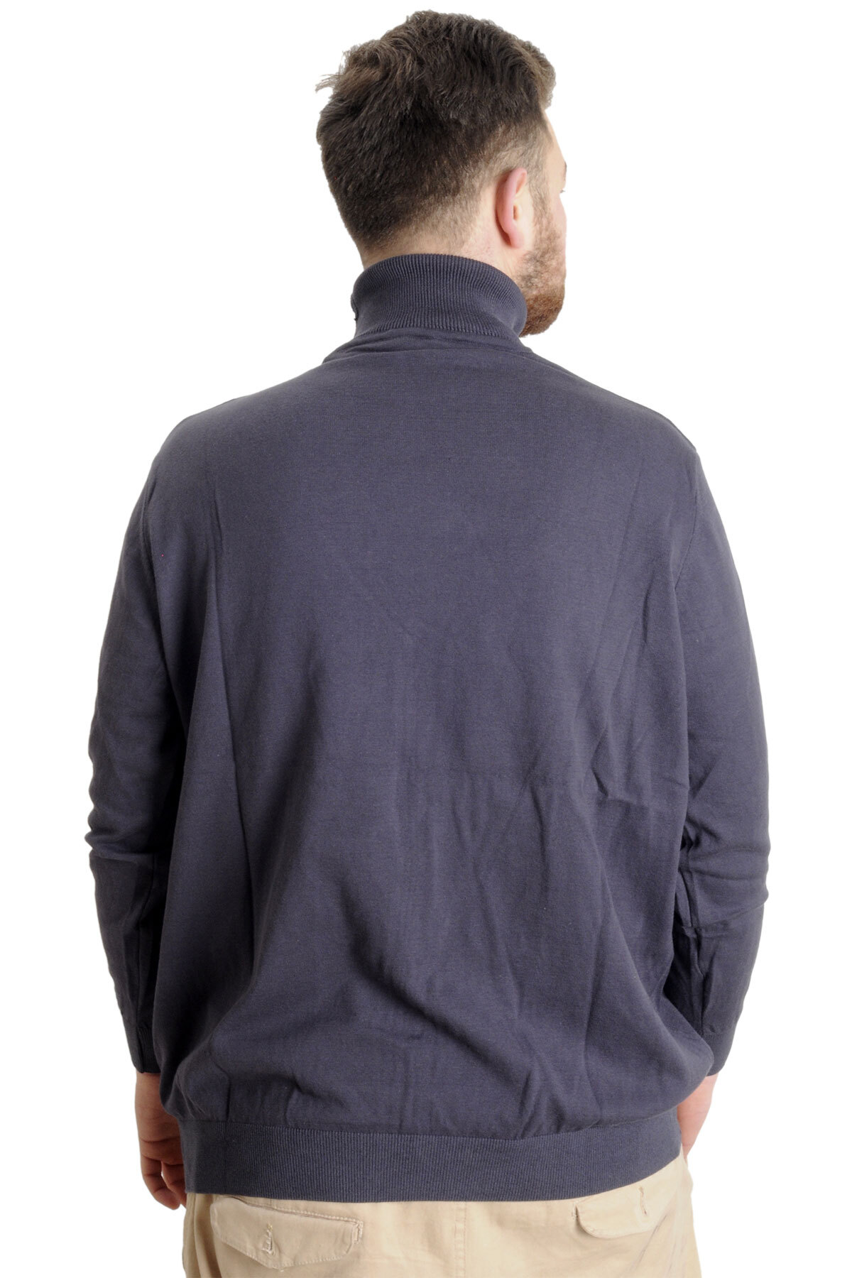 ModeXL Mode XL Büyük Beden Erkek Kazak Balıkçı Yaka 22205 Fume görsel 4