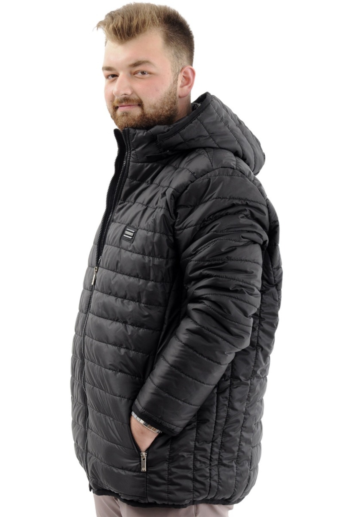 ModeXL Mode XL Büyük Beden Mont Kapitone Kapşonlu 22602 Siyah görsel 3