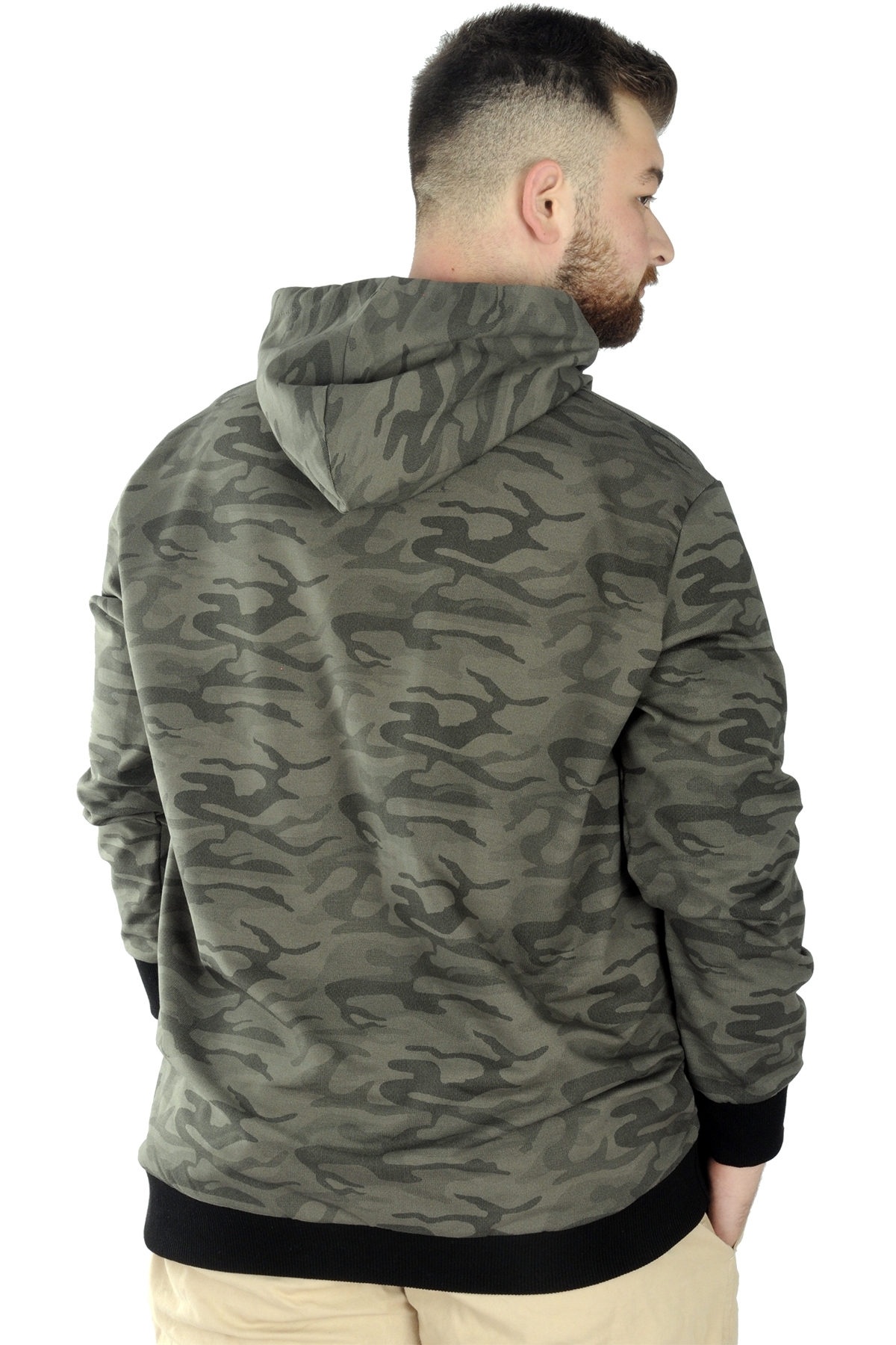 ModeXL Mode XL Erkek Sweat Kapşon Kanguru Kamuflaj 22547 Haki görsel 3
