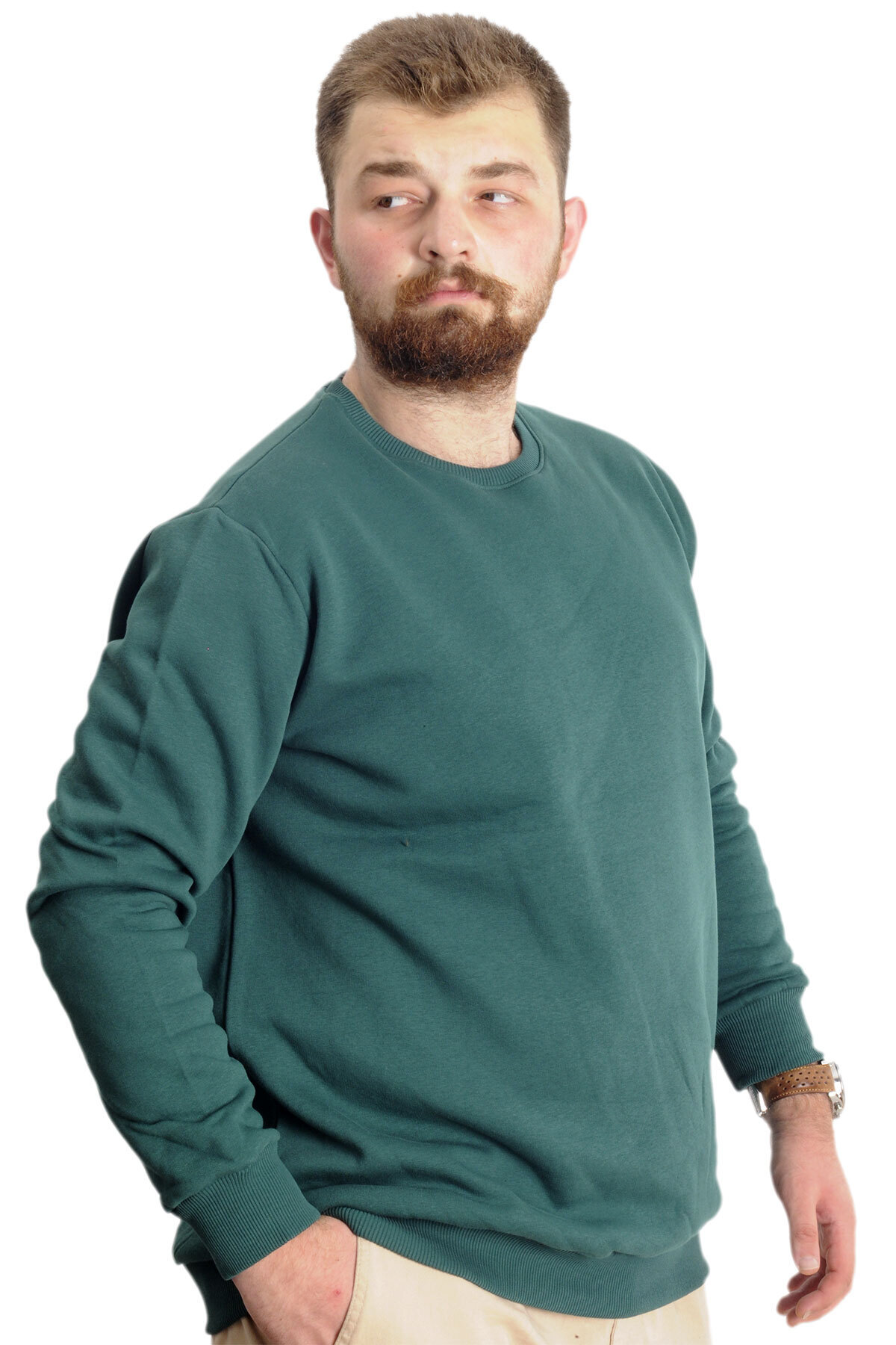 ModeXL Mode XL Büyük Beden Erkek Sweatshirt Basic 20131 Nefti görsel 7