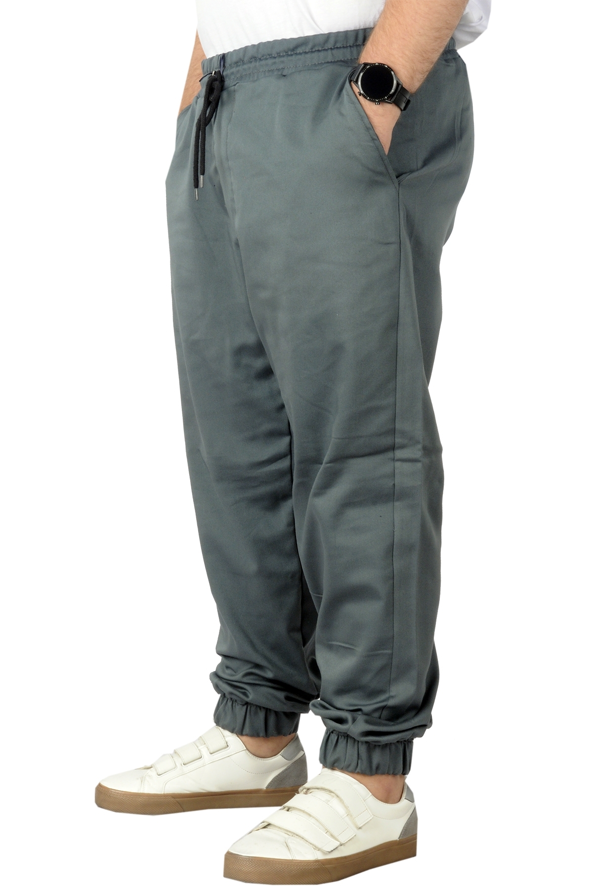 ModeXL Mode XL Büyük Beden Erkek Keten Jogger Bahar 21911B Antrasit görsel 3