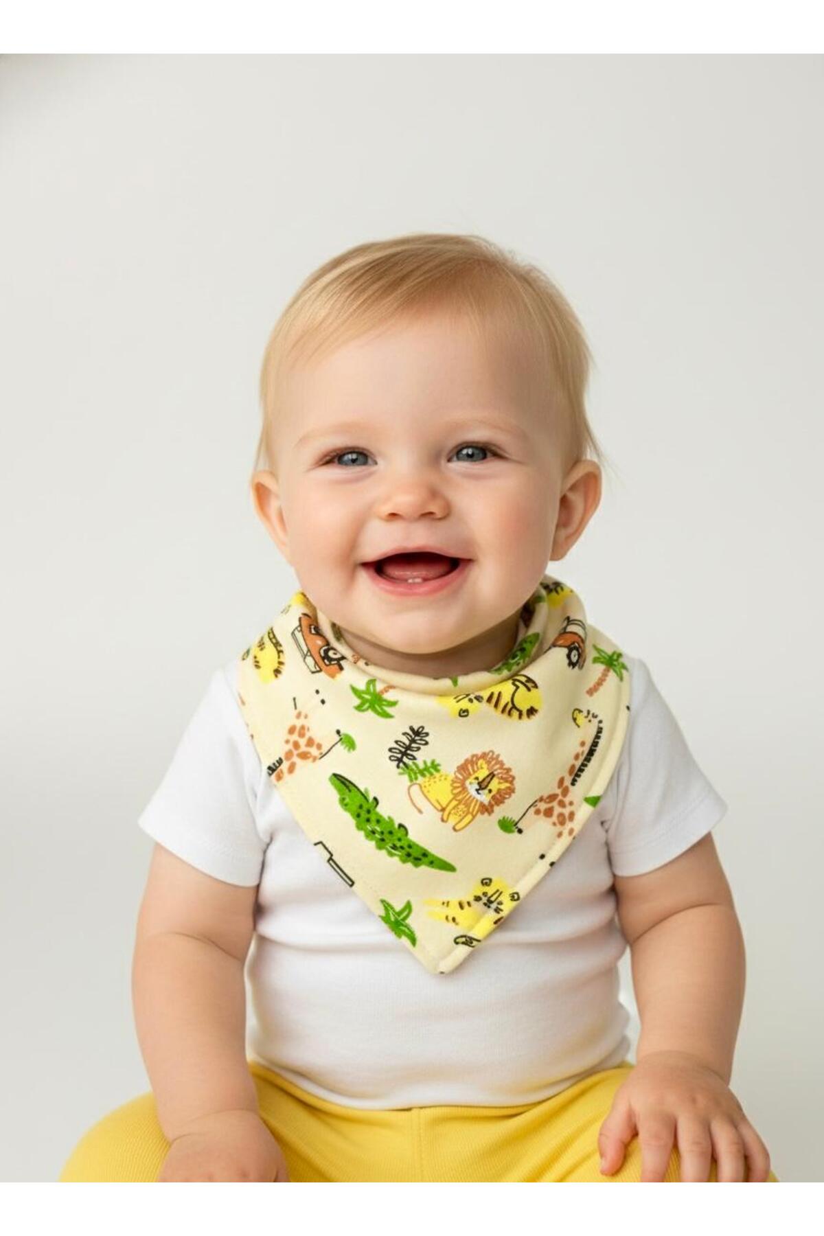 Lumos Trade Erkek Bebek Organik Kumaş Çift Katlı Desenli Fular Mama Önlüğü - Salya Önlüğü 4 Adet fotoğrafı 2 (önizleme)