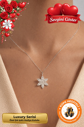 Lucente Jewellery Işıklı Hediye Kutulu Baget Taşlı Lotus Çiçeği 925 Gümüş Kap...