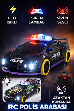 YILDIRIM OYUNCAK Uzaktan Kumandalı Led Işıklı Siren Sesli Çok Fonksiyonlu 25 ...