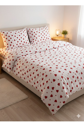 Home PAMUKLU Tek Kişilik Kalpli Nevresim Takımı