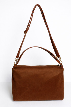 JUST WOMAN Kadın Taba Süet El Kol Omuz Orta Boy Yeni Sezon Kahve Çanta