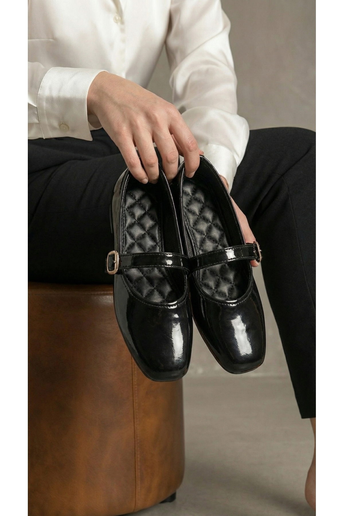 Beyond   Kadın Siyah Tokalı Rugan 1cm Mary Jane Babet BYNDSHR04