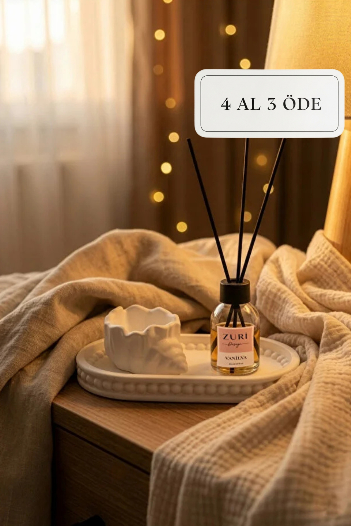 Bohemian Concrete Seashell Trinket and 50 ml Vanilla Room Fragrance Decorative Set - Set of 2 No:8