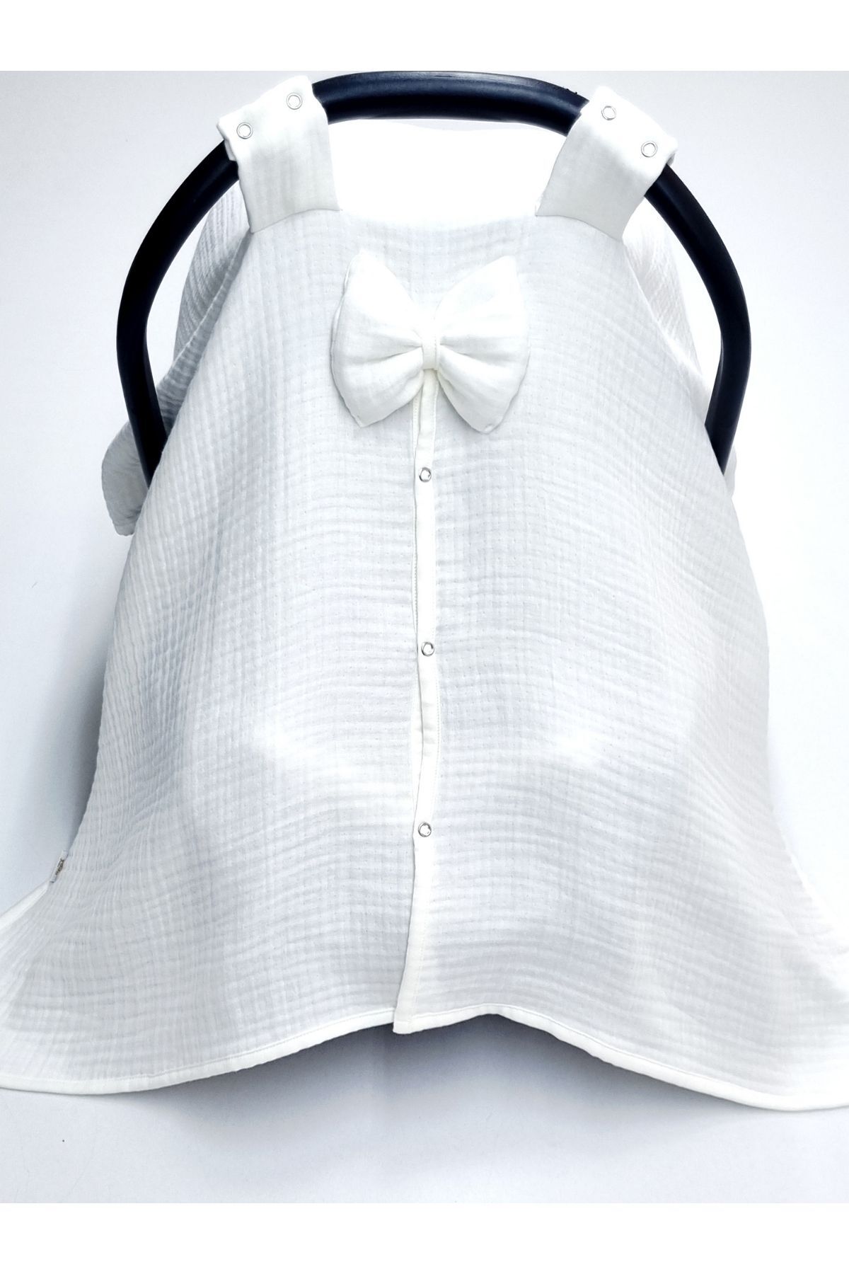 Yada Baby %100 Organik Pamuklu Kumaştan Müslin Dört Kat Minderli Puset Örtüsü Seti (KIRIK BEYAZ RENK) fotoğrafı 3 (önizleme)