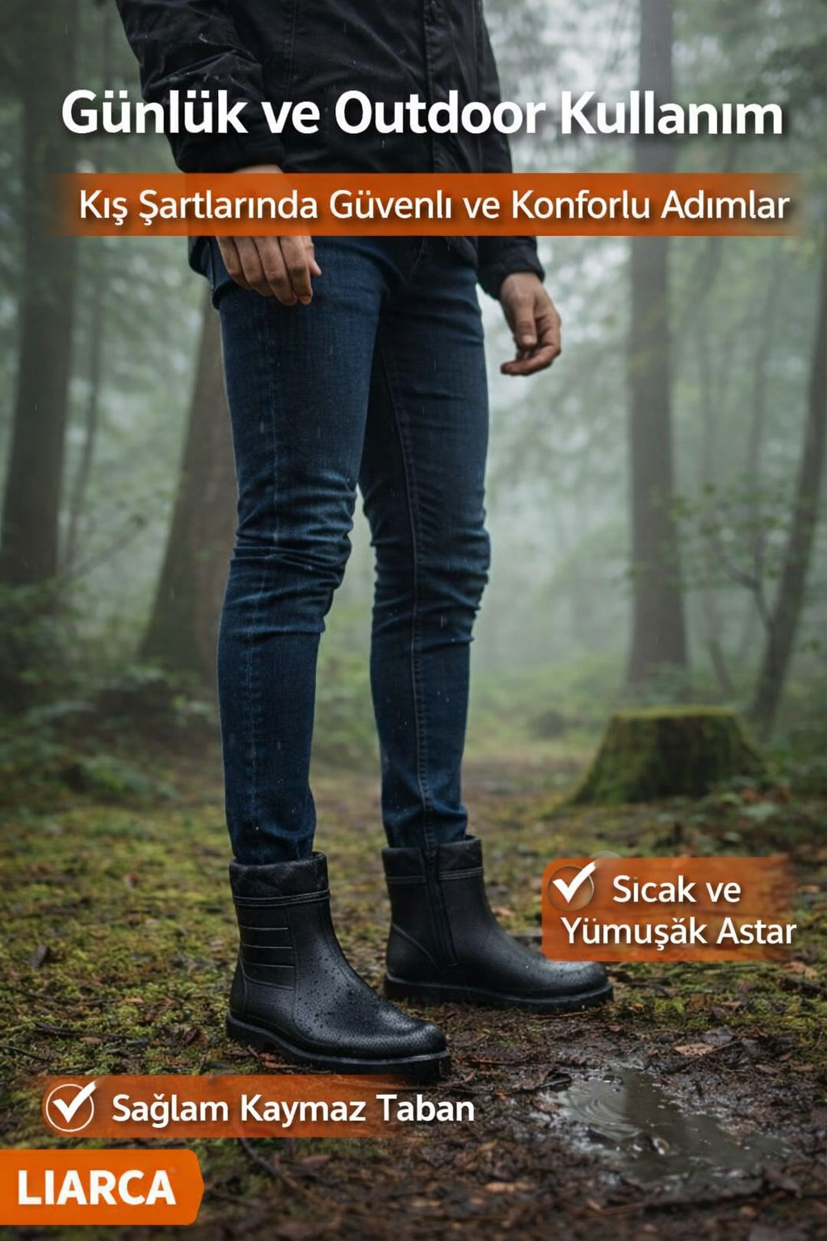 Liarca  Erkek Kar Botu – İçi Yünlü, Fermuarlı, Suya Dayanıklı, Kışlık Outdoor - Görsel 2
