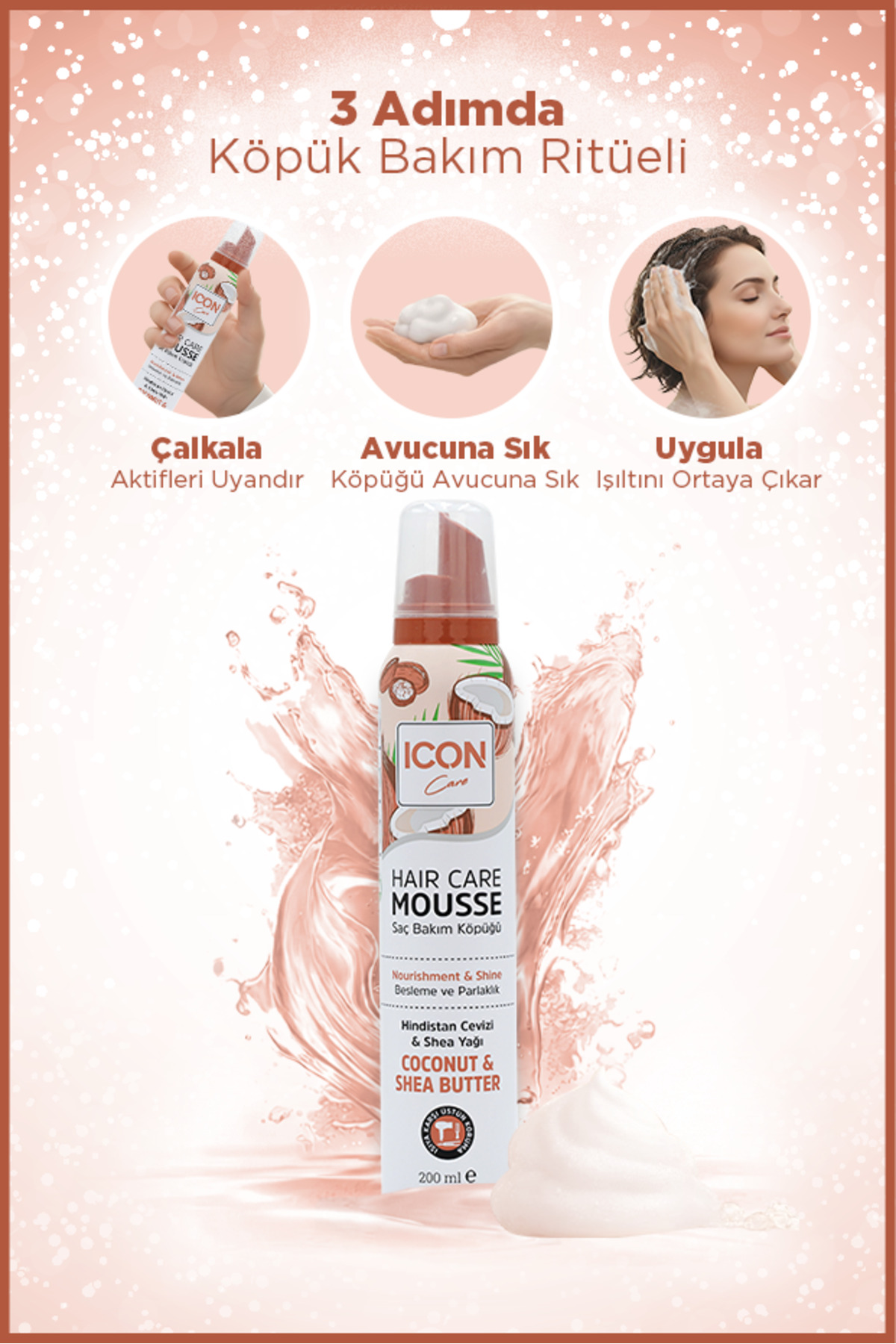 ICON SAÇ BAKIM KÖPÜĞÜ COCONUT & SHEA BUTTER 3'LÜ SET — 8682678302369-3x — تصویر 4 از 7