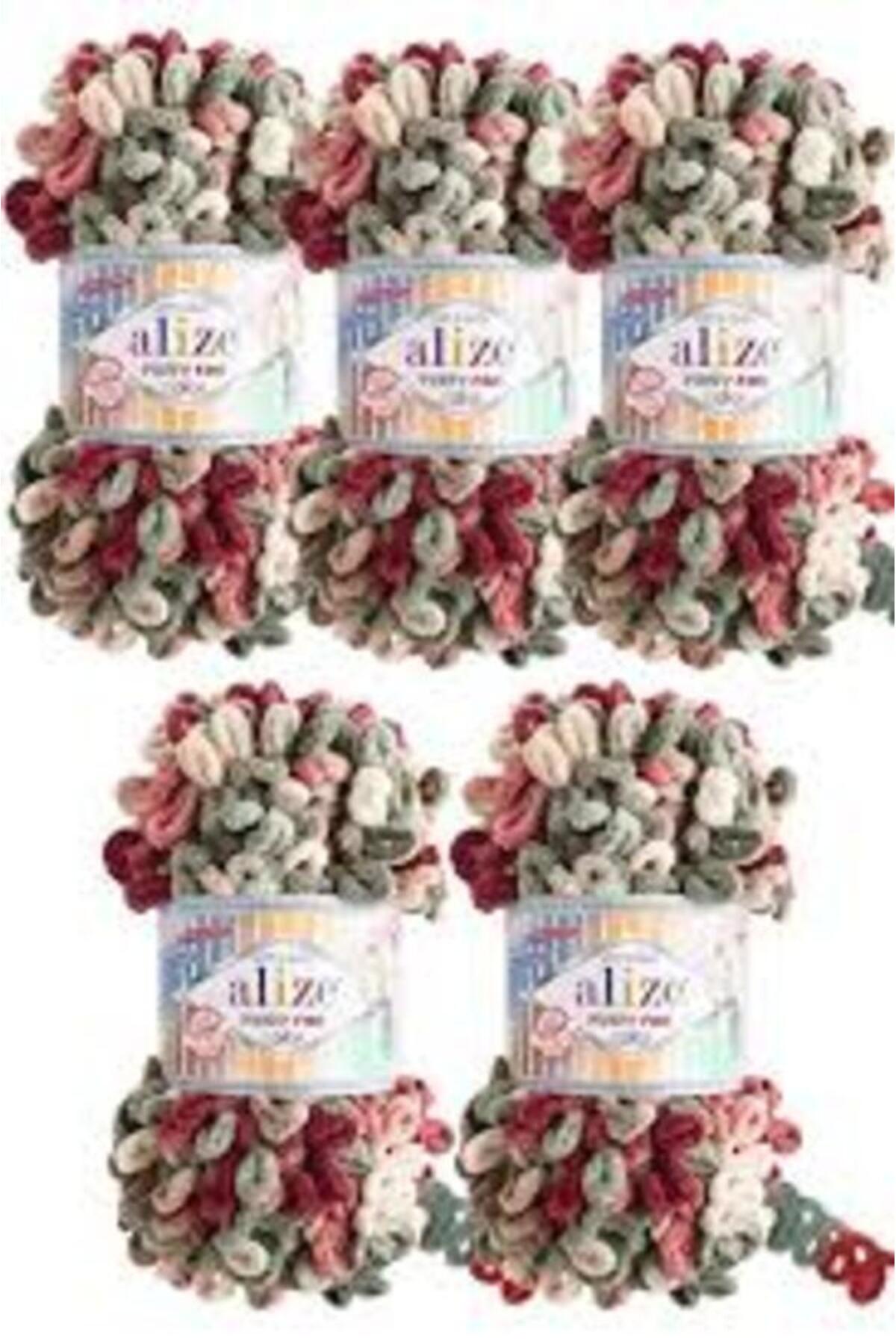 Alize 5 Adet 6039 Puffy Color El Örgü Ipi Bebek Battaniye Panduf Atkı Hırka Ipi fotoğrafı 4 (önizleme)