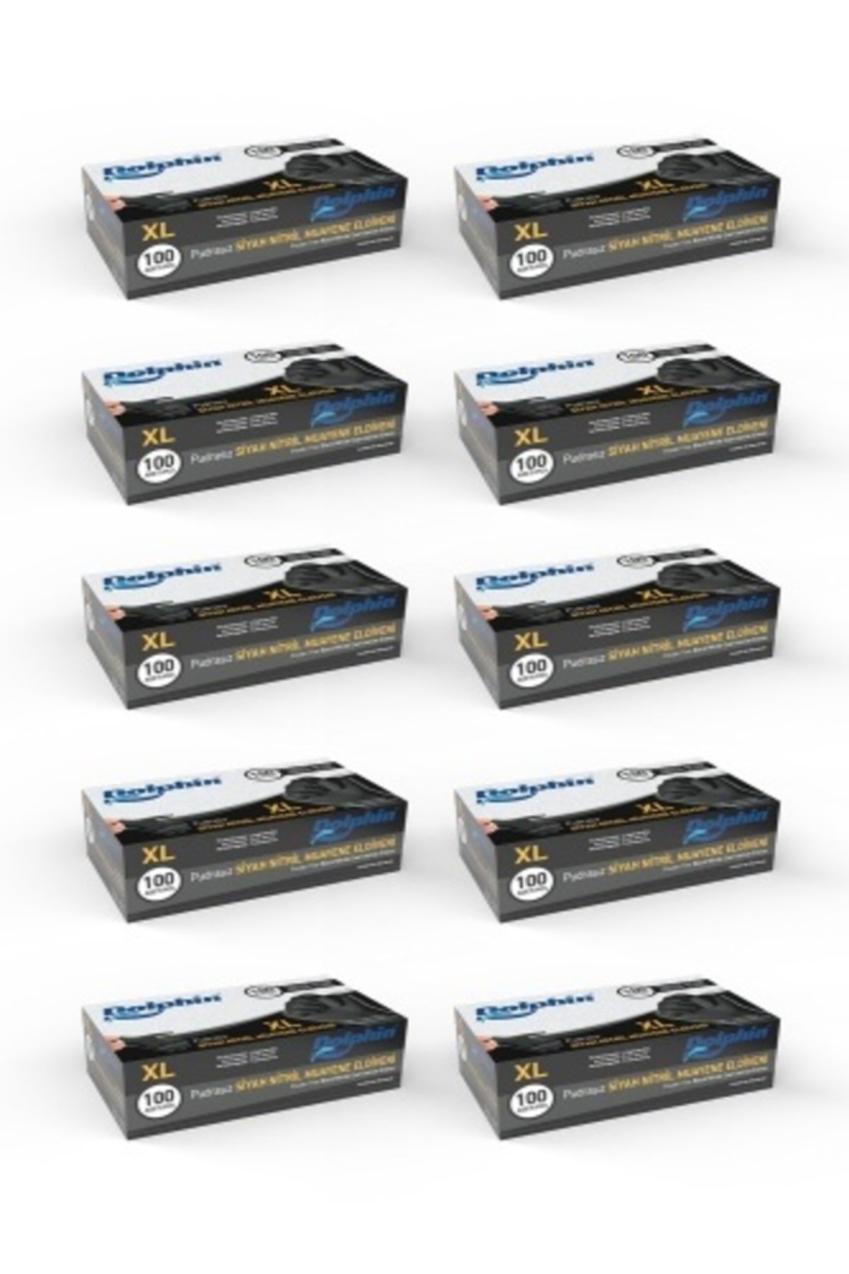 Dolphin Siyah Çok Amaçlı Nitril Eldiven Pudrasız (xl) 100lü Paket