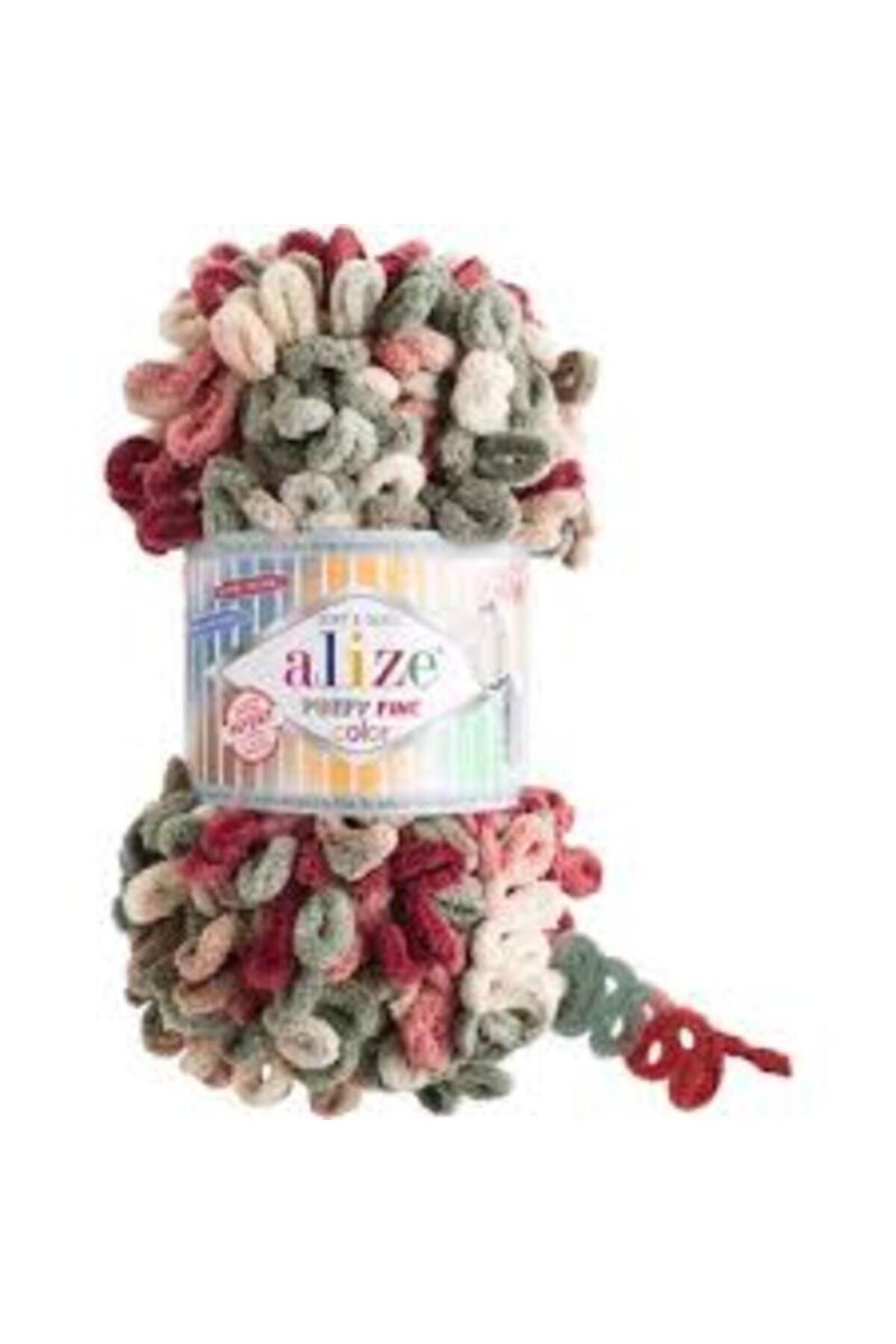 Alize 5 Adet 6039 Puffy Color El Örgü Ipi Bebek Battaniye Panduf Atkı Hırka Ipi fotoğrafı 3 (önizleme)