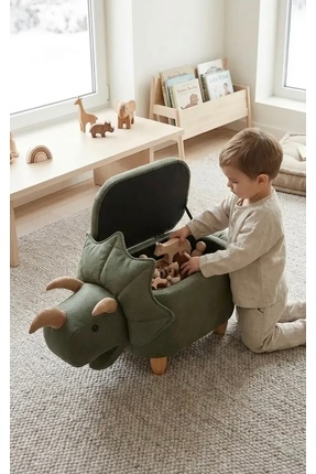zooturak Organizer Boynuzlu Dinazor Pantos Hayvanlı Puf Çocuk Koltuğu