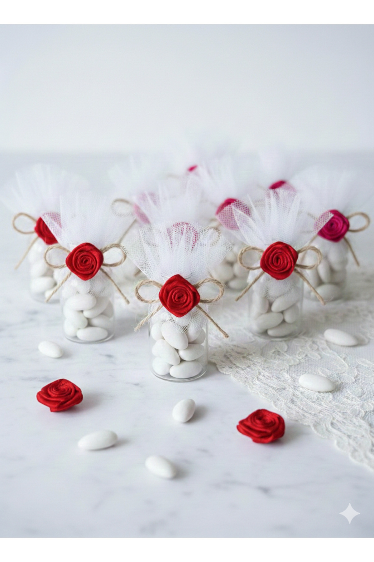 50 Satin Red Roses - Ornament Material for Organization