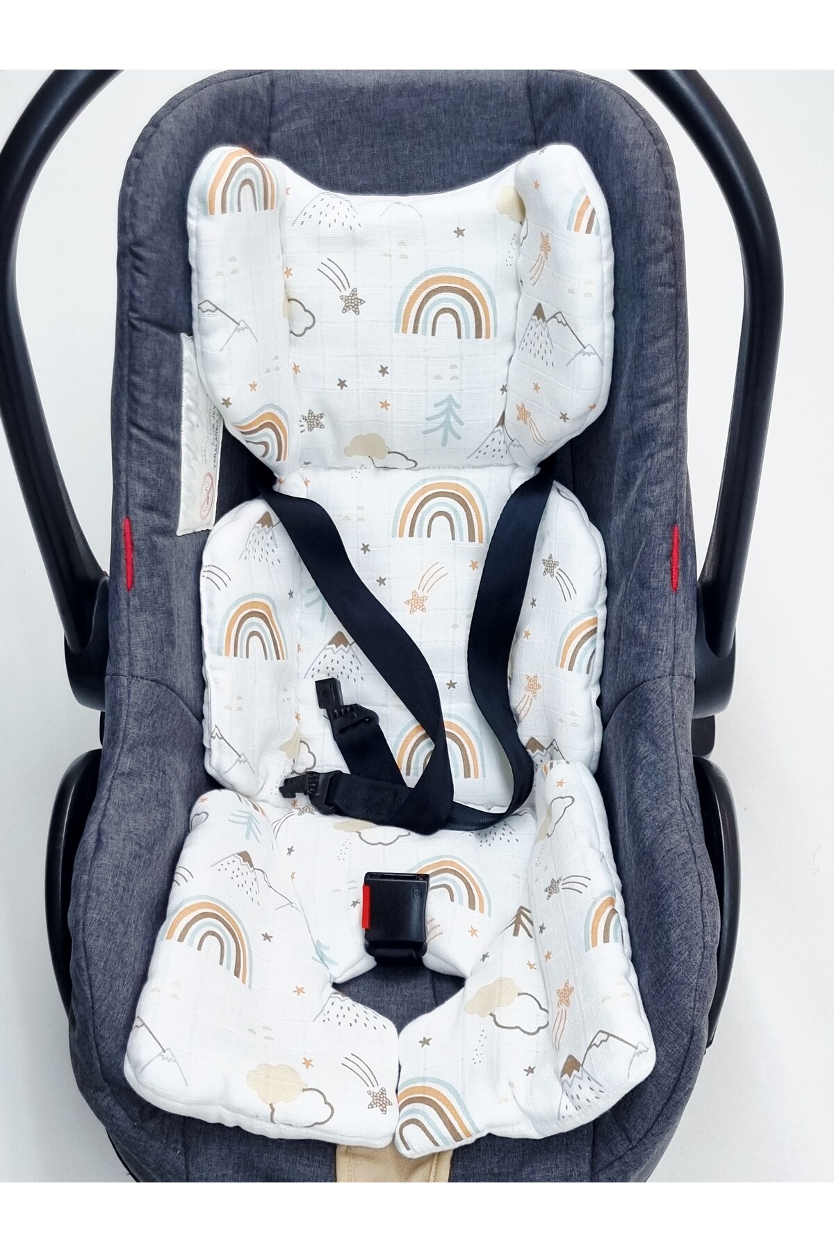 Yada Baby %100 Organik Pamuklu Kumaştan Müslin Dört Kat Minderli Puset Örtüsü Seti (KIRIK BEYAZ RENK) fotoğrafı 4 (önizleme)