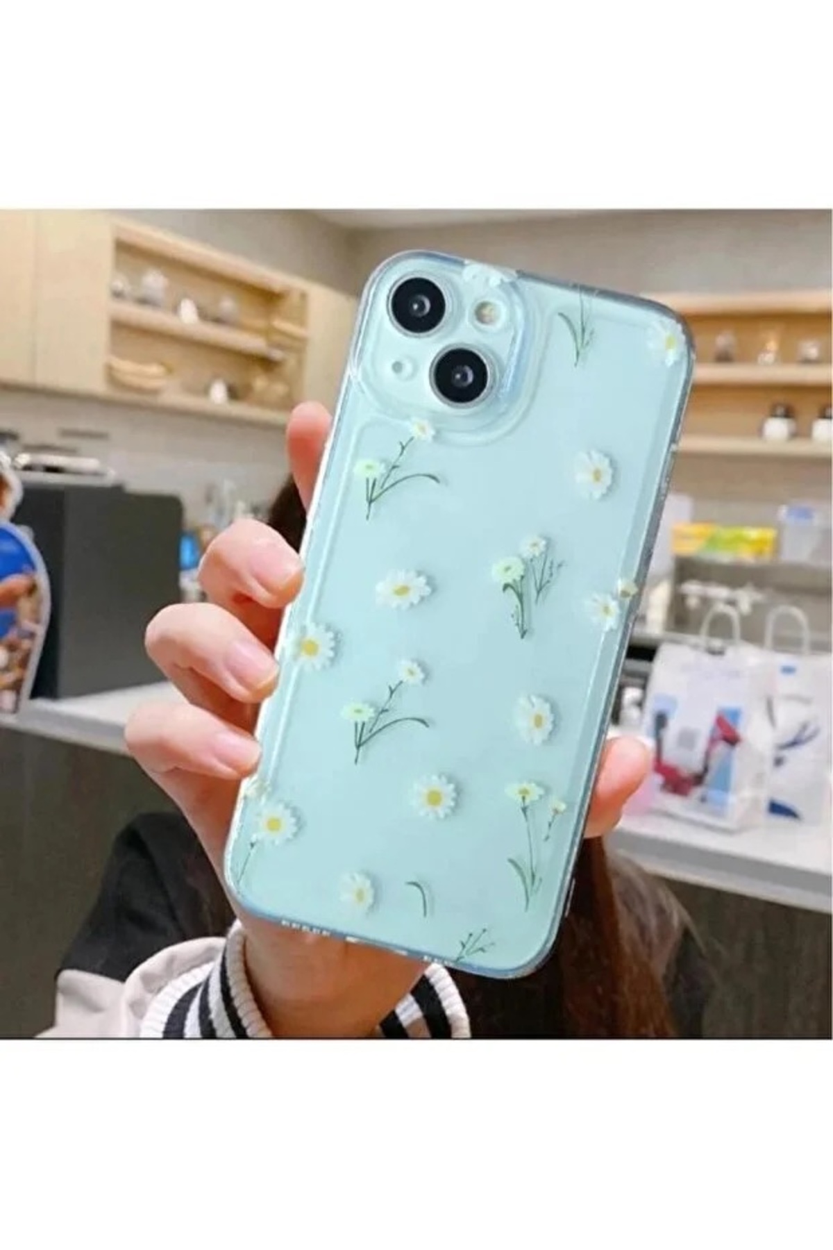 IPhone 15 Case Tiny Daisies Pattern Transparent Silicone Case