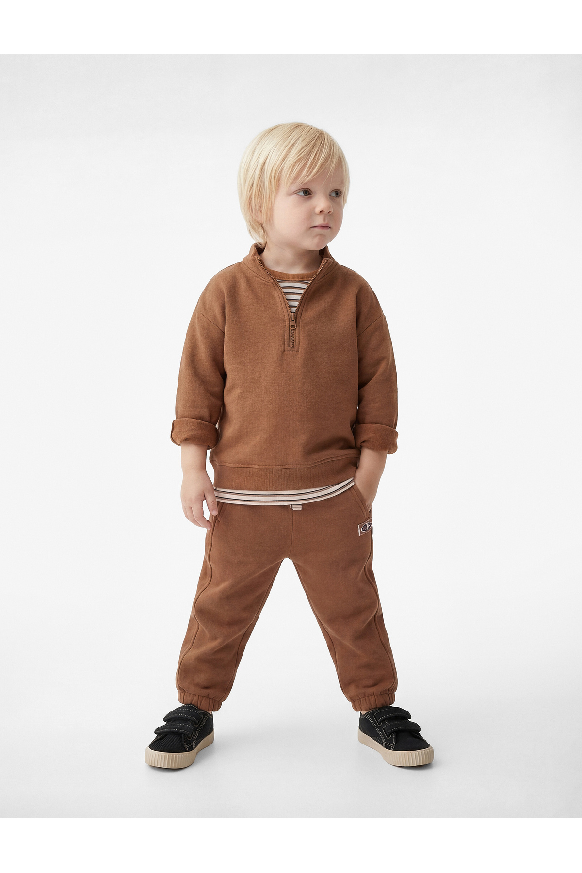 Koton Pamuklu Uzun Kollu Yarım Fermuarlı Dik Yaka Sweatshirt fotoğrafı 2 (önizleme)