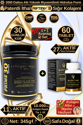 Dr.Sammy's Quarine Saç Vitamini + Prime 30 Collagen Avantaj Set (1 Aylık Hidr...