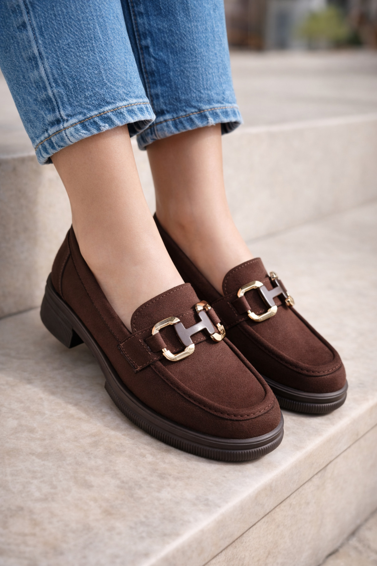 guijarro  Kadın Old Money Esintisi: Şıklığına Karakter Katan Kahve Maskülen Loafer - Görsel 4