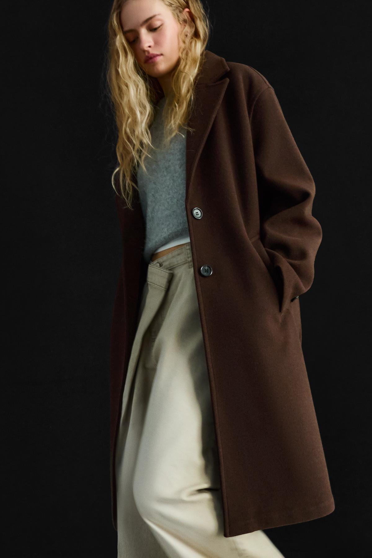 Bershka  Yumuşak dokulu uzun palto