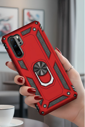 TechTrove Huawei P30 Pro Kılıf Yüzüklü Stand Olabilen Magnetic Tpu Tank Kapak