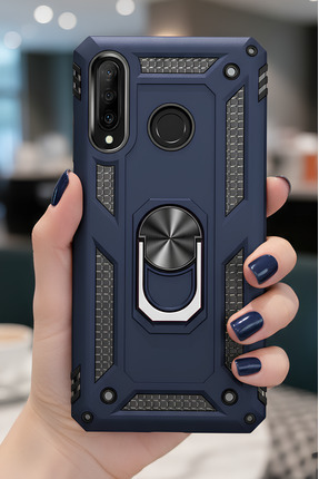 TechTrove Huawei P30 Lite Kılıf Yüzüklü Stand Olabilen Magnetic Tpu Tank Kapak