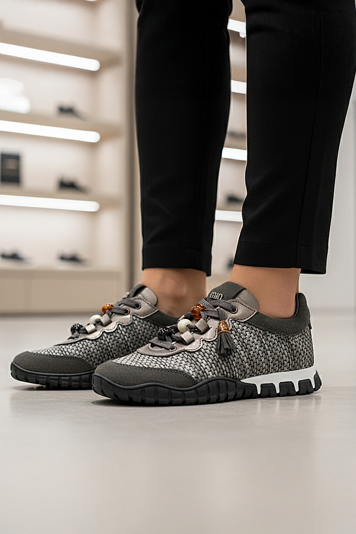 Tokyo - 193-1 Women's Wicker Sneaker Suede Detailed Beaded Calla