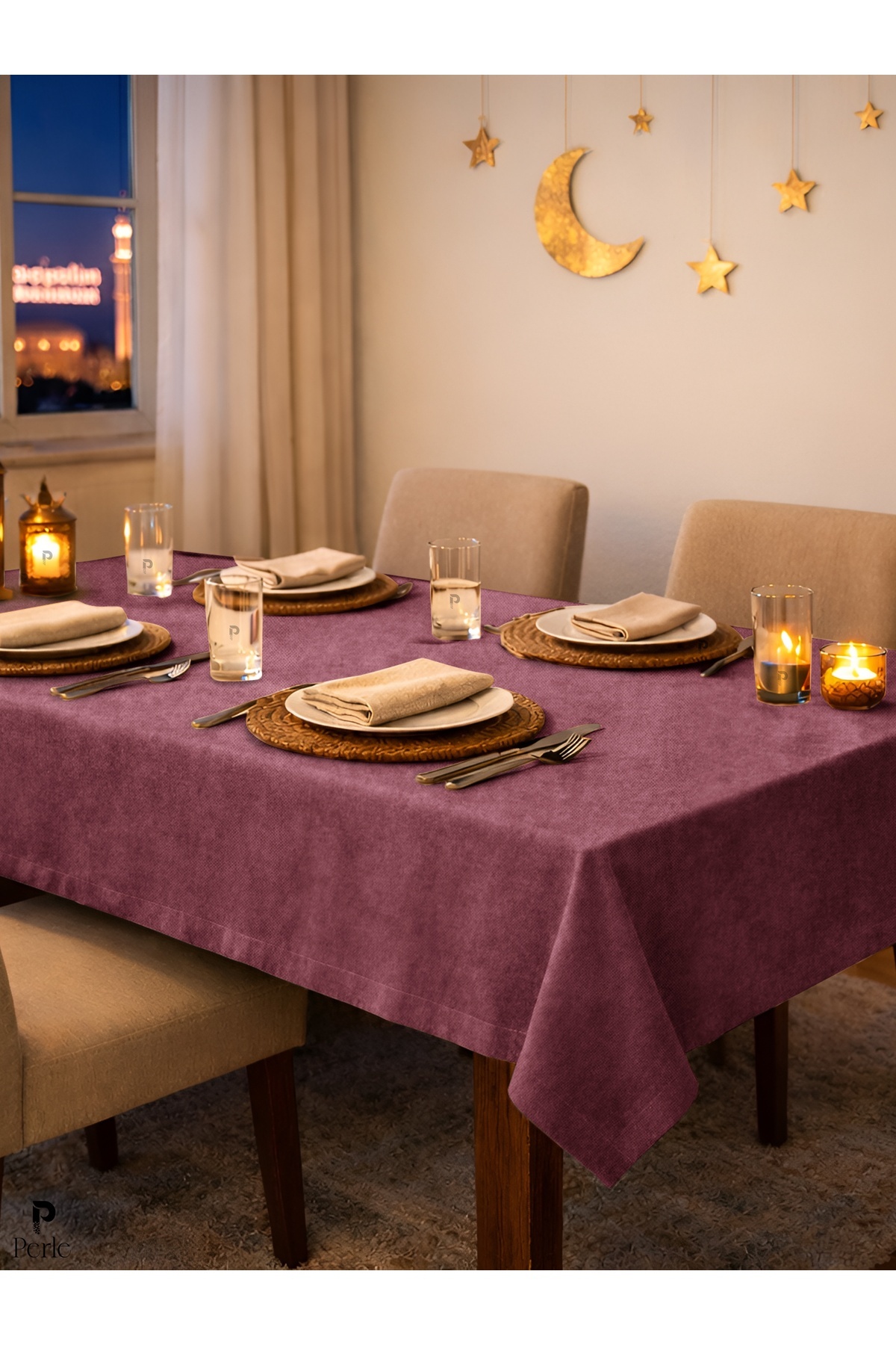 Daily Series Dusty Rose Tablecloth with Velvet Texture