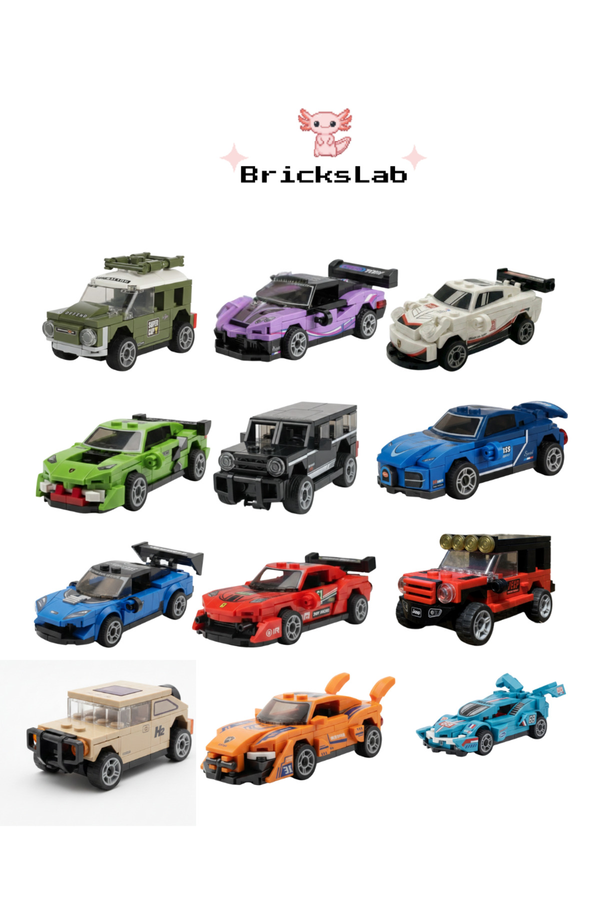 ビラーコ Bricks Mini Lego Çek-Bırak Spor Araba Yapım Seti – Speed 9140-1