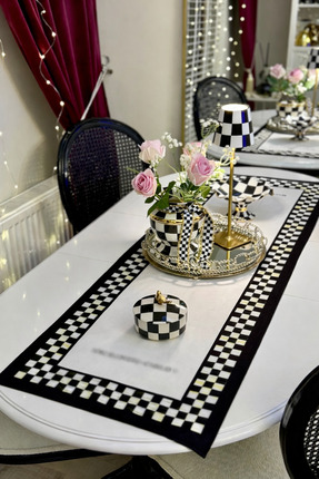 Nef’s Atelier Dama Runner Siyah Beyaz 40X140